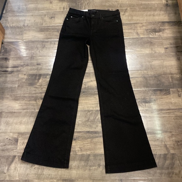 7 for all mankind the slim trouser Dojo bootcut flare jeans black size 28 - Picture 3 of 11